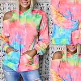 Top Streetwear Y2K Clothes Hoodie Beach Summer Tie Dye Print Sweatshirt Long Sleeve Hoodie Women Hooded Sweatshirts Oversized