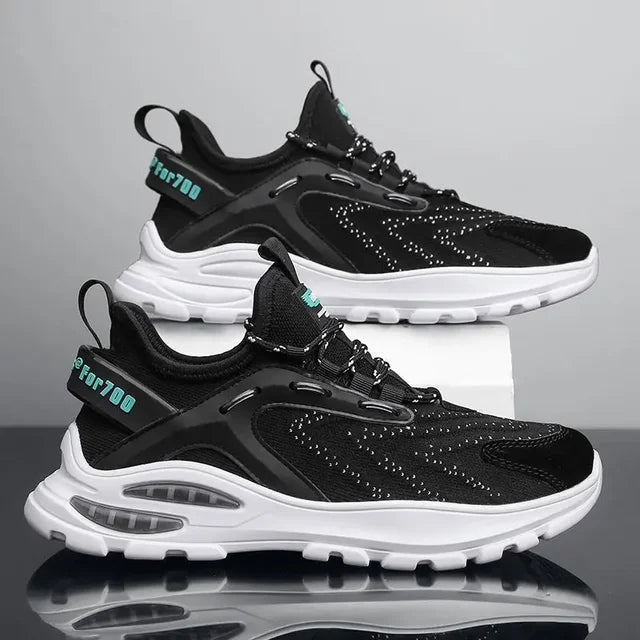 Flying woven mesh sports shoes men 2024 new low-top lace-up running shoes soft bottom air cushion trendy shoes men