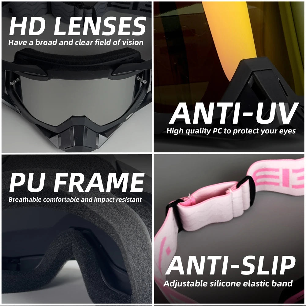 Pink Motocross Ski Goggles