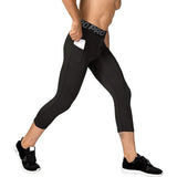 3/4 Compression Pants Quick Drying Gym Workout Leggings Basketball Running Athletic Sports Training Base Layer Bottoms