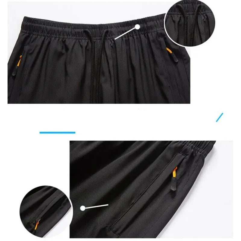 Summer Ice Silk Shorts Men'S Summer Beach Pants Casual Loose Thin Basketball Sports Running Shorts Sweat Wicking Hygroscopic