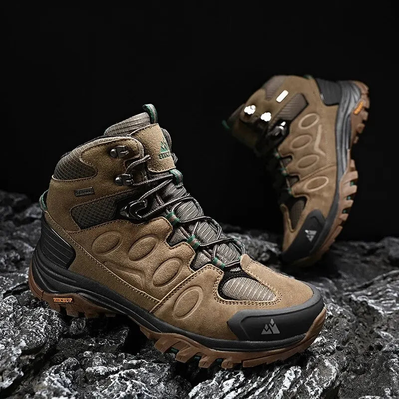 HIKEUP High-Top Men Hiking Boot Winter Outdoor Shoes Lace-Up Non-slip Sports Casual Trekking Boots Man Suede Warm Shoes