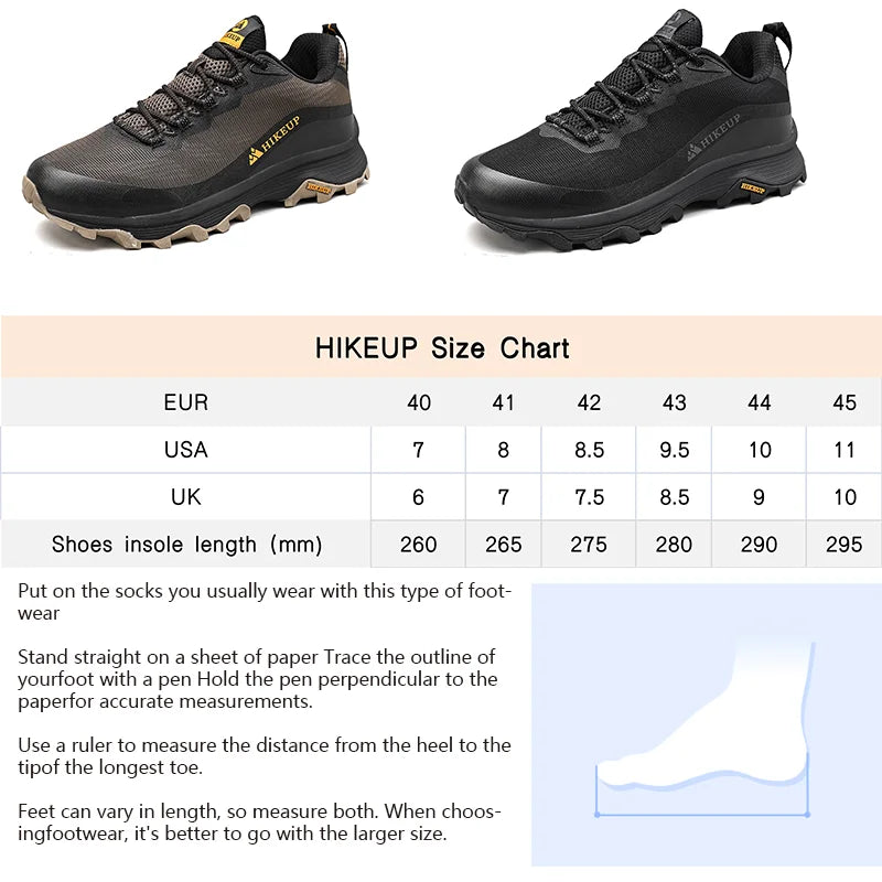 HIKEUP Outdoor Running Shoes Men Women Anti-skid Hiking Camping Sports Trail Male Safety Footwear Comfort Trekking Sneakers