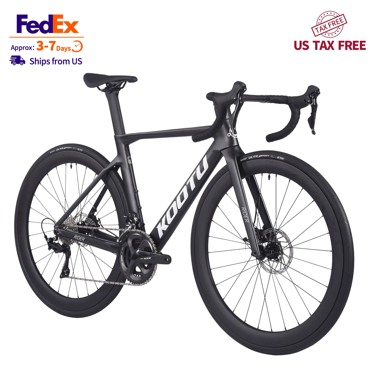 Ships from US KOOTU R08-R7000 22-Speed Full Carbon Fiber Road Bike with SHIMAN0 105 Hydraulic Brakes Adult Bike Racing 700C