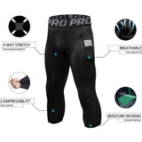 3/4 Compression Pants Quick Drying Gym Workout Leggings Basketball Running Athletic Sports Training Base Layer Bottoms